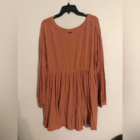 Billabong “On the Way” babydoll mini dress coral dot print size L - Picture 5 of 5